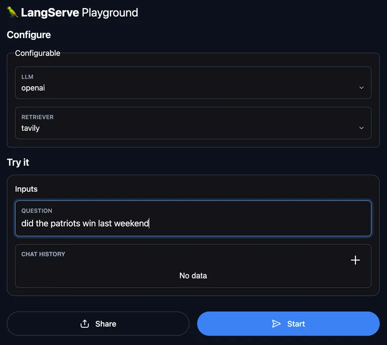 LangServe Playground and Configurability